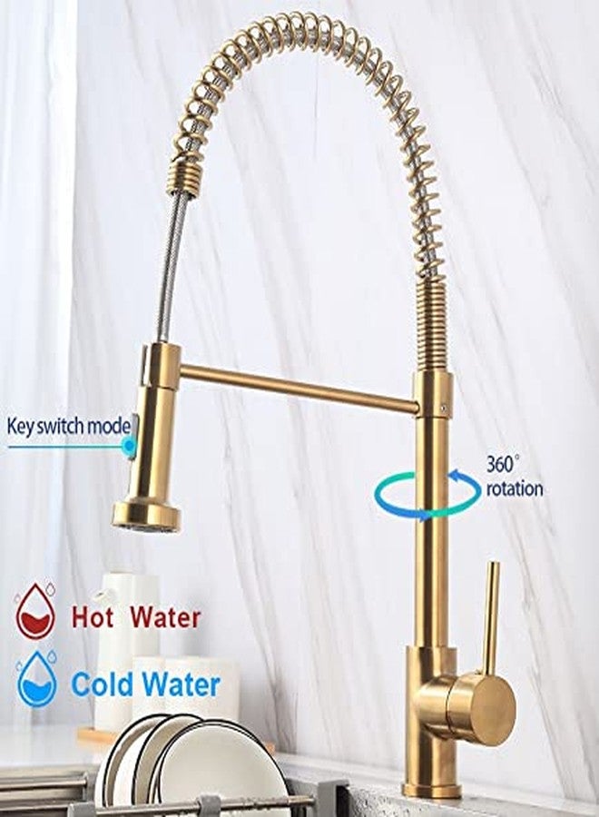 B BACKLINE Brass Sink Tap for Kitchen | Hot & Cold Mixer Sink Faucet | 360° Swivel Spout Kitchen Faucet with Dual Sprayer | Pull Out Sink Kitchen Faucet (Gold) - Image 3