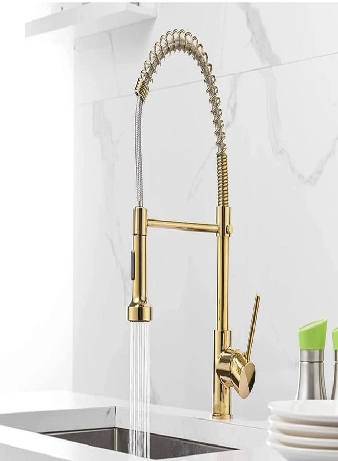 B BACKLINE Brass Sink Tap for Kitchen | Hot & Cold Mixer Sink Faucet | 360° Swivel Spout Kitchen Faucet with Dual Sprayer | Pull Out Sink Kitchen Faucet (Gold) - Image 4