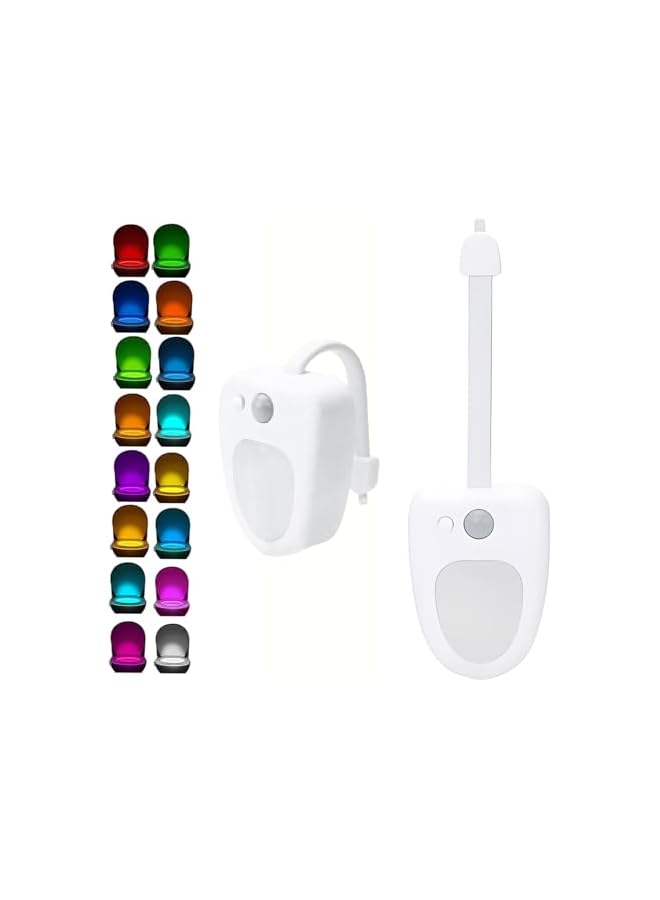 The Bros 2-Pack Toilet Night Lights - 16-Color Changing LED Motion-Activated Bowl Lights for Bathroom - Fun & Practical Nightlight for Easy Use & Decoration (Battery Not Included) - Image 2