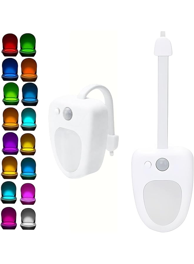 The Bros 2-Pack Toilet Night Lights - 16-Color Changing LED Motion-Activated Bowl Lights for Bathroom - Fun & Practical Nightlight for Easy Use & Decoration (Battery Not Included) - Image 1
