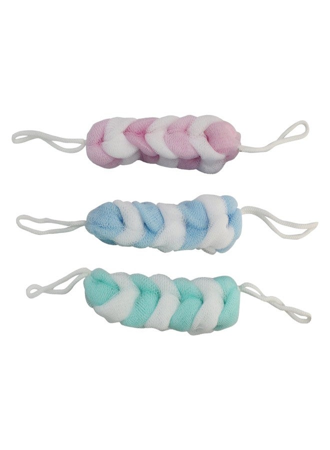 Winberg loofah Bath scurb cleaning body scurb Loofah Flower Nylon Meshy Back Scrubber Bath Shower Exfoliating Body Brush Wash Puff Spa Soap Sponge Scrub Set of 3 Bathscurb - Image 2