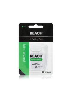 REACH REACH Waxed Dental Floss, Mint, Plaque Remover for Teeth, Shred Resistant, Floss Slides Smoothly, Easy to Use, Waxed, Deep Cleaning Teeth, Oral Care, PFAS Free, for Adults & Kids, 1 Pack, 55 yd  - Image 1