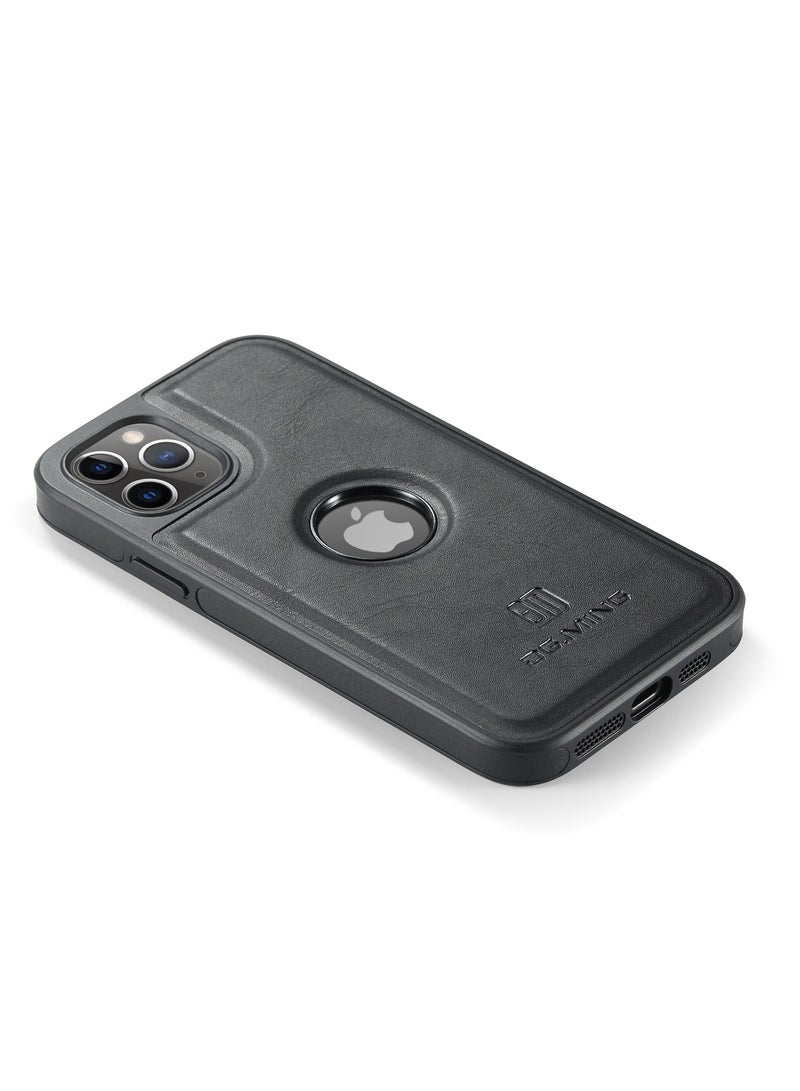 DGMING Case Cover Premium Leather Back with Logo CutOut Shockproof Compatible with Iphone 11 Pro  (Black)  - Image 2