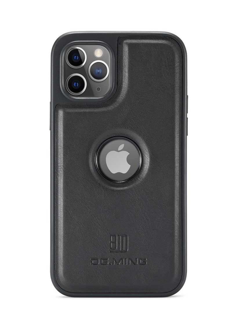 DGMING Case Cover Premium Leather Back with Logo CutOut Shockproof Compatible with Iphone 11 Pro  (Black)  - Image 3
