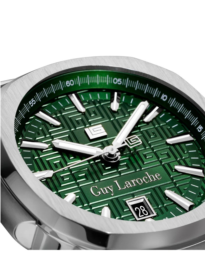 Guy Laroche Charlie Watch for Men with Silver Stainless Steel Bracelet 45 mm 5 Atm