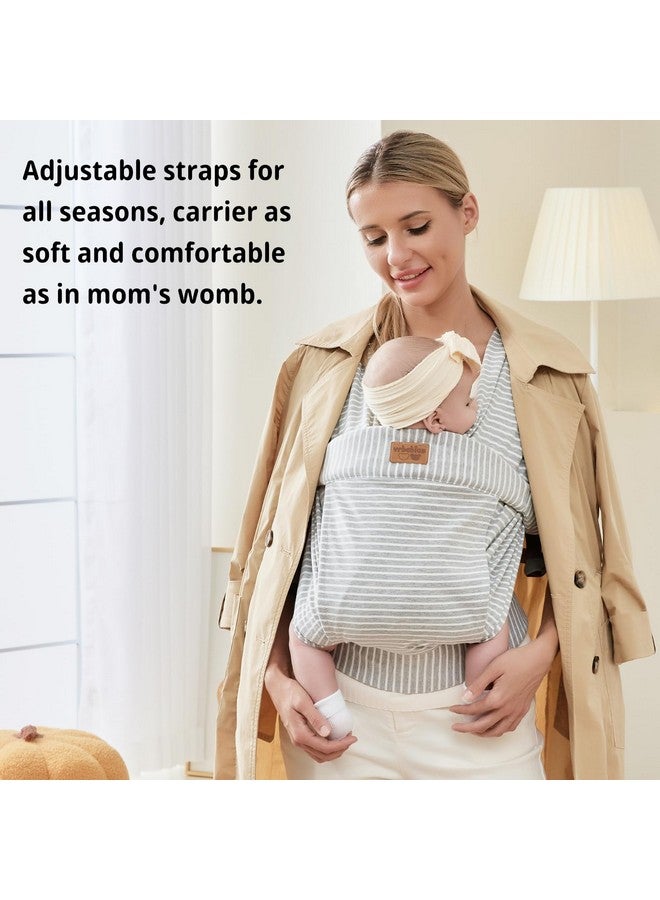 vrbabies Baby Wraps Carrier Newborn to Toddler, Kangaroo Baby Easy Wearing Wrap, Adjustable Soft Baby Holder Front Chest Sling Carriers Perfect Baby Infant Essentials Gifts (Striped Grey, Cotton) - Image 3