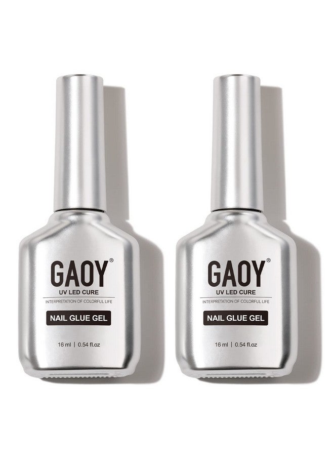 GAOY 2Pcs 16ml Gel Nail Glue, Glue Gel for Acrylic Nails Tips, 2 in 1 Nail Glue and Base Gel, Nail Lamp Needed - Image 1