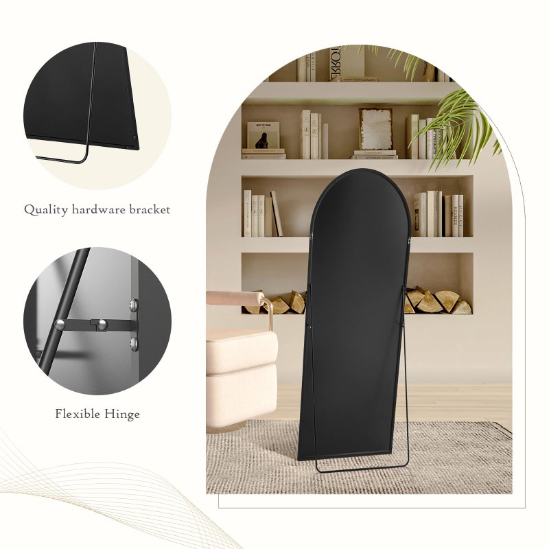 Aidoly Arched Mirror Full Length, Upgraded 21"x64" Body Wall Mirrors with Shatter-Proof Glass, Floor Standing, Hanging or Leaning, Tall Arch Mirror with Stand Aluminum Alloy Frame for Bedroom, Black - Image 4