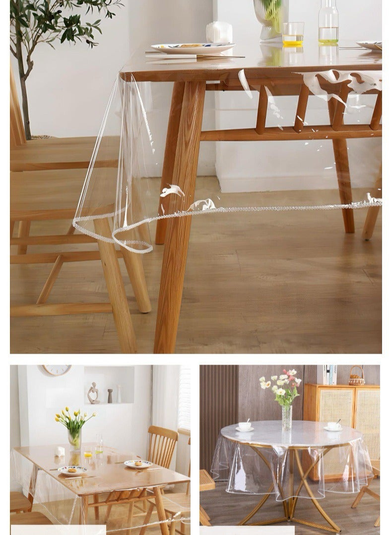 Aijmil مفرش طاوله|شفاف|غطاء طاولة شفاف|مفرش طاولة طعام |شفاف مقاوم للماء والزيت من مادة البولي فينيل كلوريد بسمك 0.13 مم، مفرش طاولة قهوة، مفرش طاولة تلفزيون 140 سم × 180 سم - Image 1