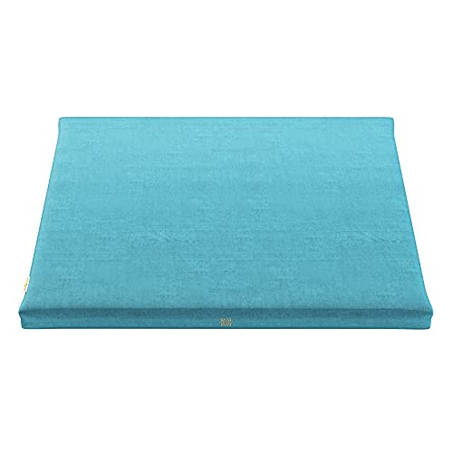 Mindful Modern Velvet Zabuton Meditation Mat - Luxurious Meditation Cushion Pillow with 100% Cotton Filling - Enjoy Better Posture and Greater Comfort for Zafu or Bench (Tropical Turquoise) - Image 1