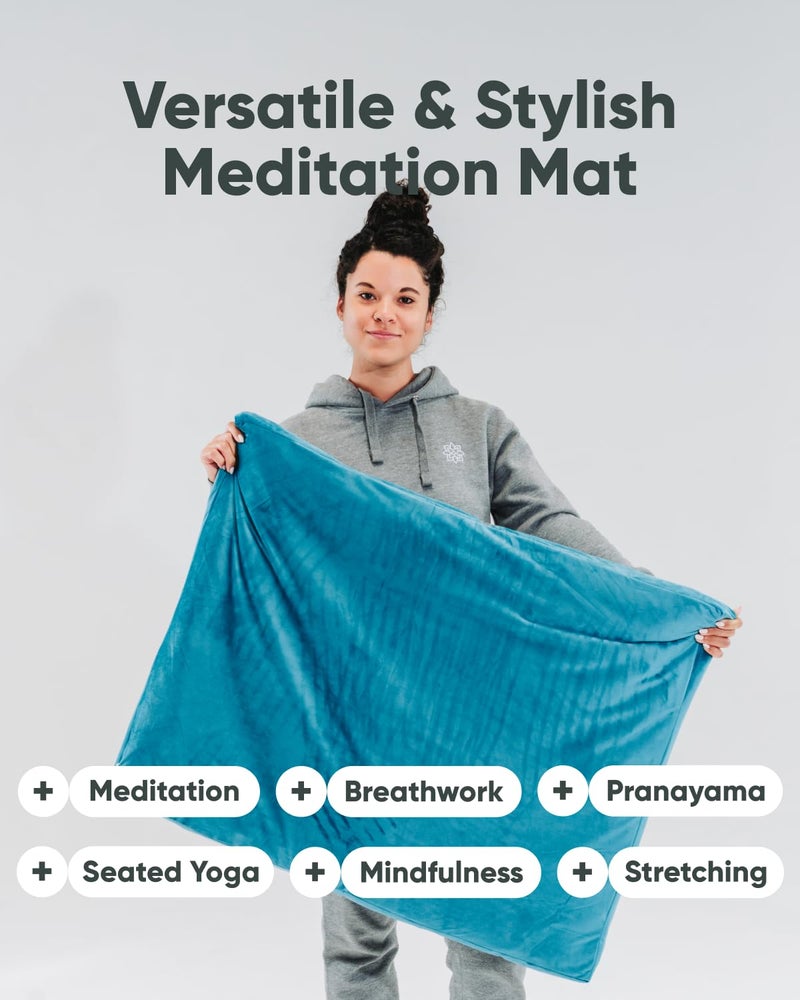 Mindful Modern Velvet Zabuton Meditation Mat - Luxurious Meditation Cushion Pillow with 100% Cotton Filling - Enjoy Better Posture and Greater Comfort for Zafu or Bench (Tropical Turquoise) - Image 5