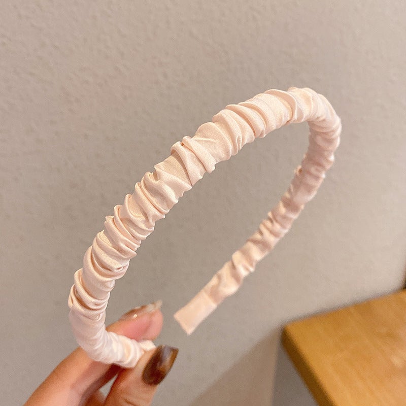 Summer Taro Purple Satin Ruched Headband Sweet Chic Hair Accessory A013-6# Pink Fold Hairband