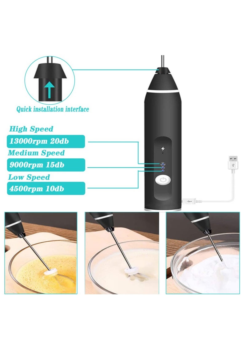 KASTWAVE - Milk Frother Handheld,Electric Coffee Frother,3 Speeds USB Rechareable Electric Whisk with Double Spring Whisk Head, with USB Cable,3 in 1 Foam Maker for Latte,Milk,Hot Chocolate,Egg Beatin - Image 1