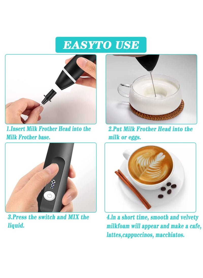 KASTWAVE - Milk Frother Handheld,Electric Coffee Frother,3 Speeds USB Rechareable Electric Whisk with Double Spring Whisk Head, with USB Cable,3 in 1 Foam Maker for Latte,Milk,Hot Chocolate,Egg Beatin - Image 1