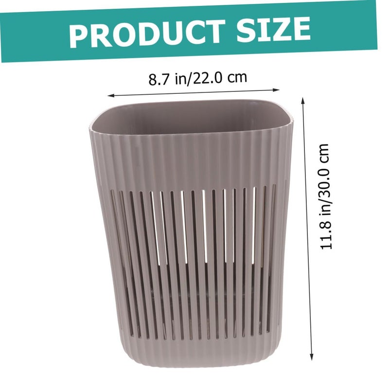 Ventilated Large Gray Plastic Wastebasket Hollow Design Trash Can for Home Office Bathroom - Image 3