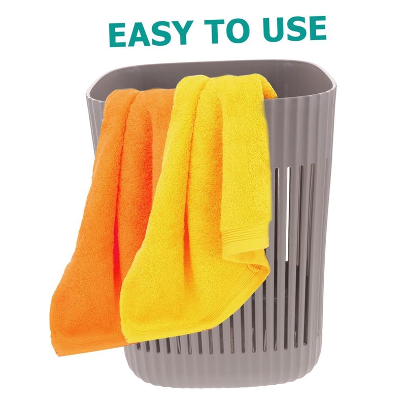 Ventilated Large Gray Plastic Wastebasket Hollow Design Trash Can for Home Office Bathroom - Image 4