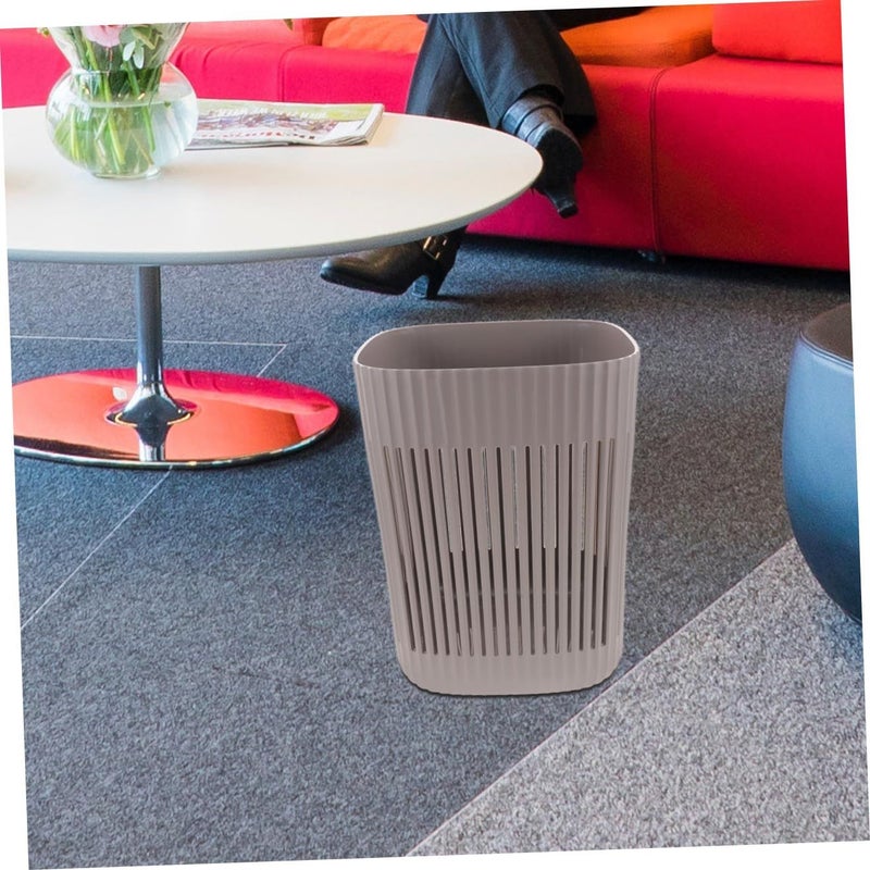 Ventilated Large Gray Plastic Wastebasket Hollow Design Trash Can for Home Office Bathroom - Image 5