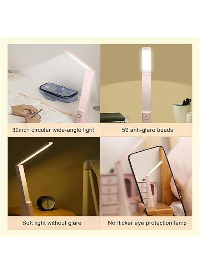 LED Desk Lamp Cordless Lamp with 3 Lighting Modes Foldable Portable Cordless Reading Lamp for Home Office Dormitory Night Light Rechargeable Small Desk Lamp