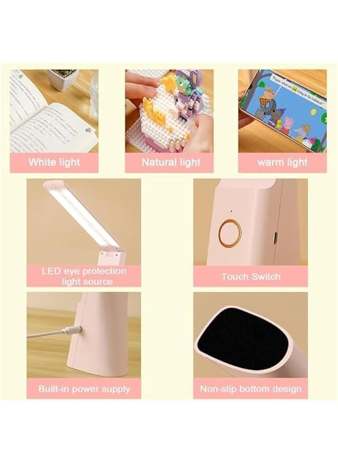 LED Desk Lamp Cordless Lamp with 3 Lighting Modes Foldable Portable Cordless Reading Lamp for Home Office Dormitory Night Light Rechargeable Small Desk Lamp