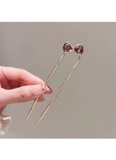 Elegant Rhinestone Butterfly U-Pin Traditional Chinese Hair Fork Sauce and purple rhinestone U-shaped hairpin