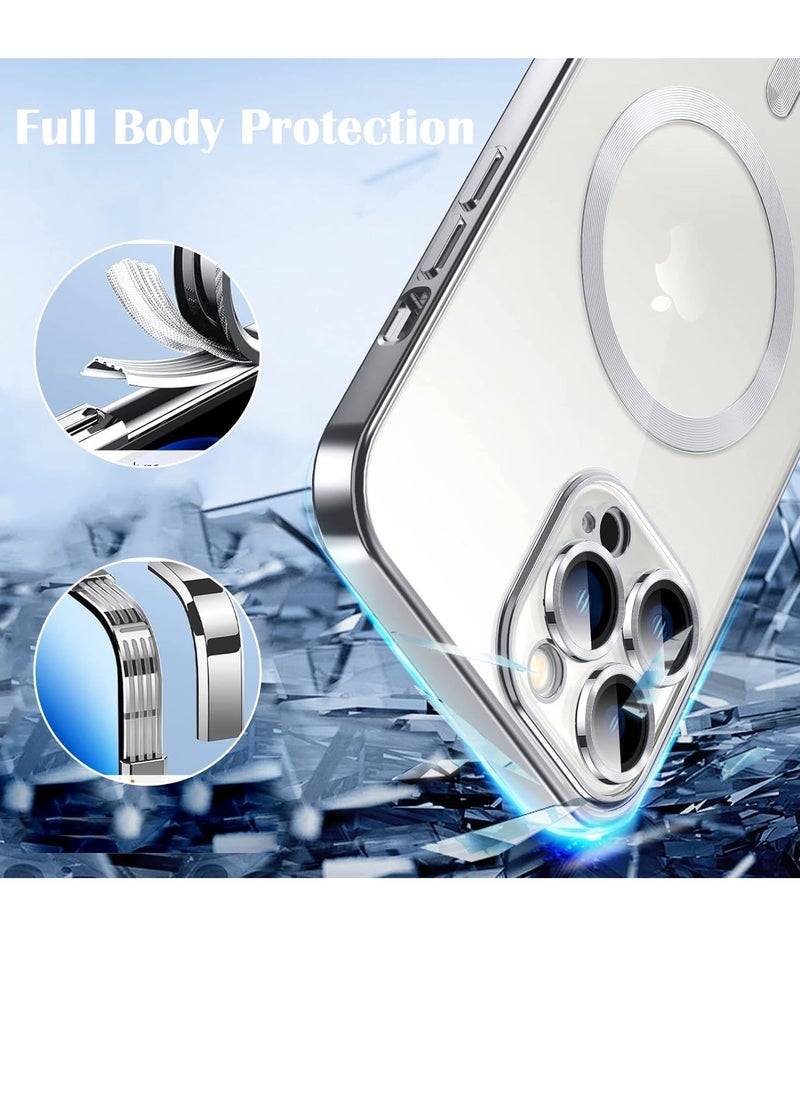 PAMEER - Luxury Electroplated Clear Phone Case With Magnetic Suction Wireless Charging for iPhone 15 Pro Max, 6.7-inch Compatible with MagSafe Wireless Charging, Shockproof Phone Bumper Cover Anti-Scratch. - Image 1