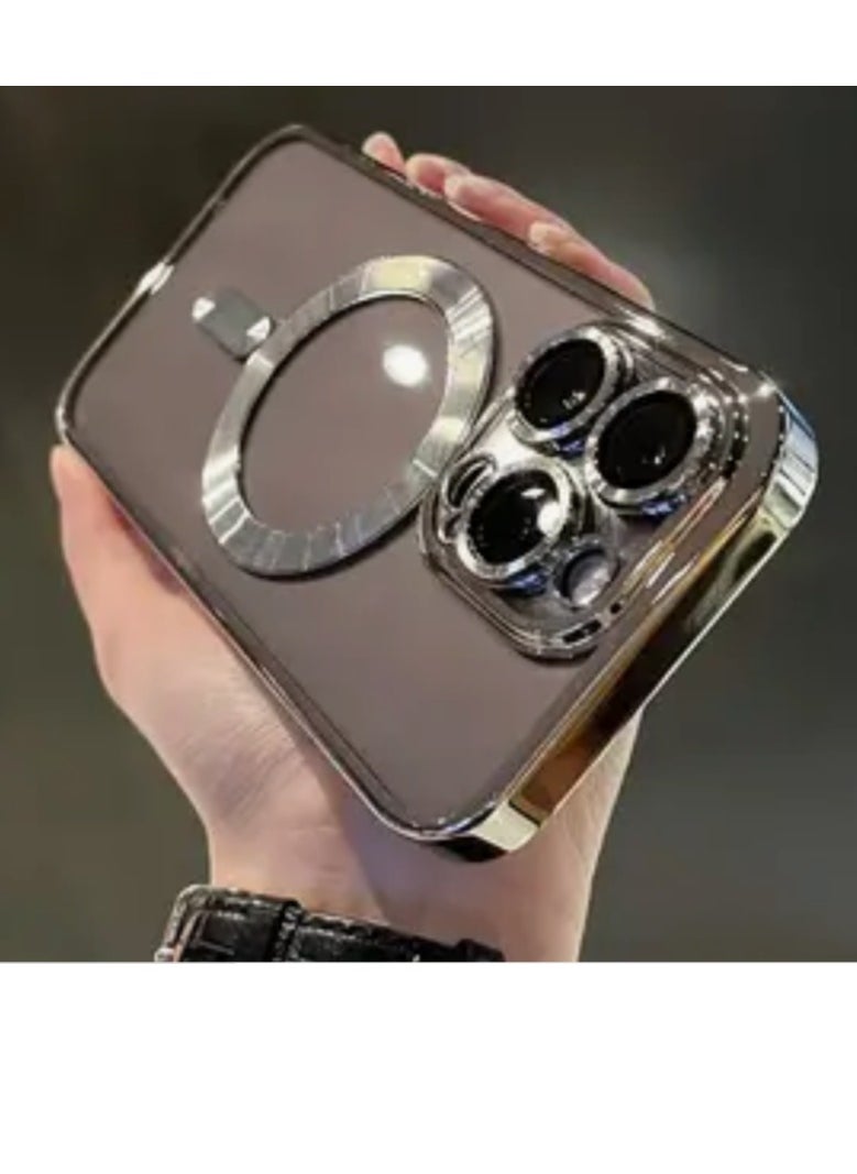 PAMEER - Luxury Electroplated Clear Phone Case With Magnetic Suction Wireless Charging for iPhone 15 Pro Max, 6.7-inch Compatible with MagSafe Wireless Charging, Shockproof Phone Bumper Cover Anti-Scratch. - Image 1