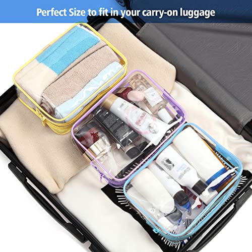 PACKISM Clear Toiletry Bag, 5 Pack TSA Approved Toiletry Bag Quart Size Bag, Travel Makeup Cosmetic Bag for Women Men, Carry on Airport Airline Compliant Bag, White, Yellow, Blue, Purple, Pink… - Image 2