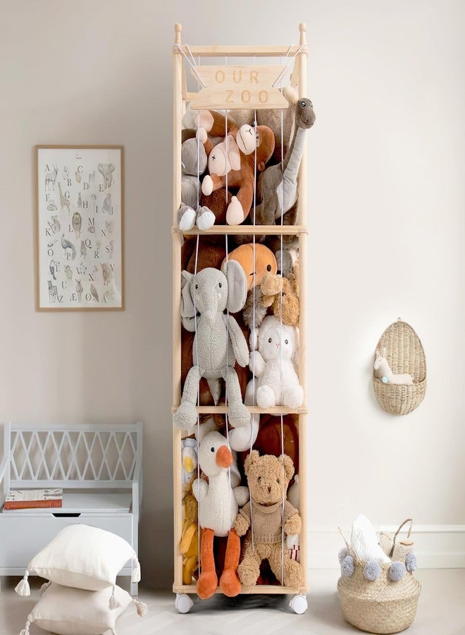 Mloong Stuffed Animal Storage, Wood Stuffed Animal Zoo Storage,Space Save Toy Organizer, Extra Large Capacity Plush Toy Cage,Stuffed Animal Holder,Gift for Nursery Playroom Kidroom Bedroom-54 inch - Image 1