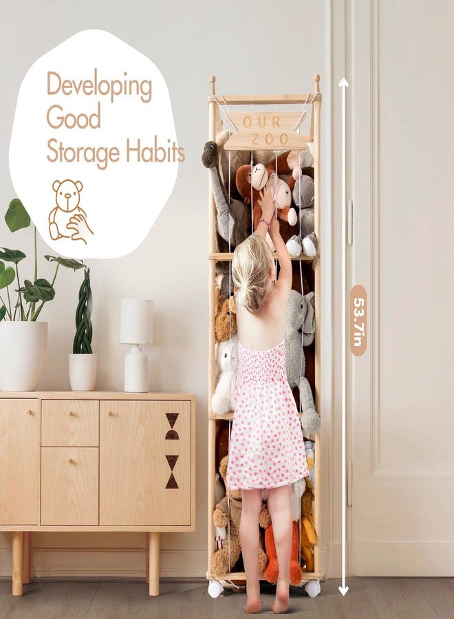 Mloong Stuffed Animal Storage, Wood Stuffed Animal Zoo Storage,Space Save Toy Organizer, Extra Large Capacity Plush Toy Cage,Stuffed Animal Holder,Gift for Nursery Playroom Kidroom Bedroom-54 inch - Image 4