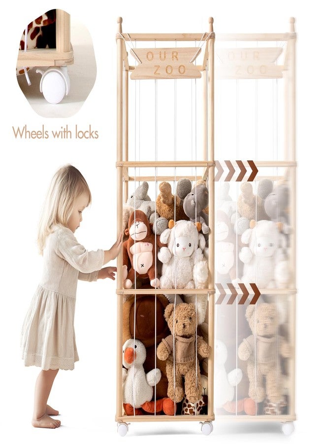 Mloong Stuffed Animal Storage, Wood Stuffed Animal Zoo Storage,Space Save Toy Organizer, Extra Large Capacity Plush Toy Cage,Stuffed Animal Holder,Gift for Nursery Playroom Kidroom Bedroom-54 inch - Image 2