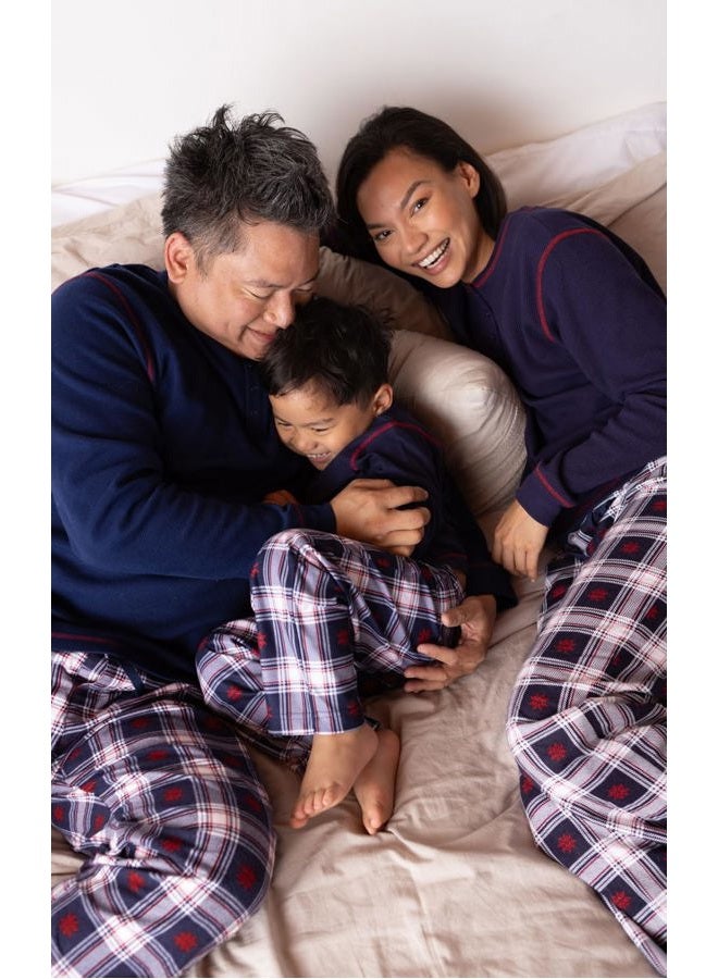 PajamaGram Christmas Pajamas For Family - Matching Family Pajamas Snowfall Plaid, Blue, 12 - Image 4