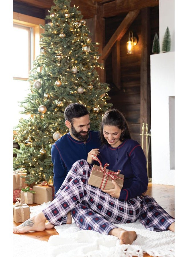 PajamaGram Christmas Pajamas For Family - Matching Family Pajamas Snowfall Plaid, Blue, 12 - Image 2