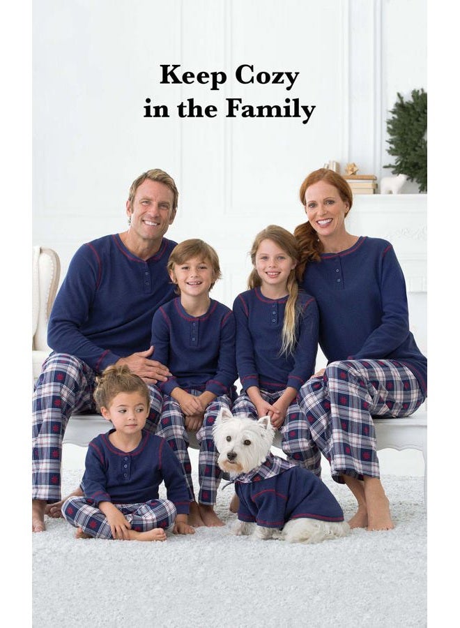 PajamaGram Christmas Pajamas For Family - Matching Family Pajamas Snowfall Plaid, Blue, 12 - Image 3