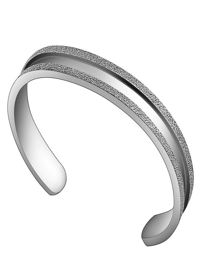 Zuo Bao Stainless Steel Elastic Hair tie Bracelet Brushed Edges for Women (Silver) - Image 1