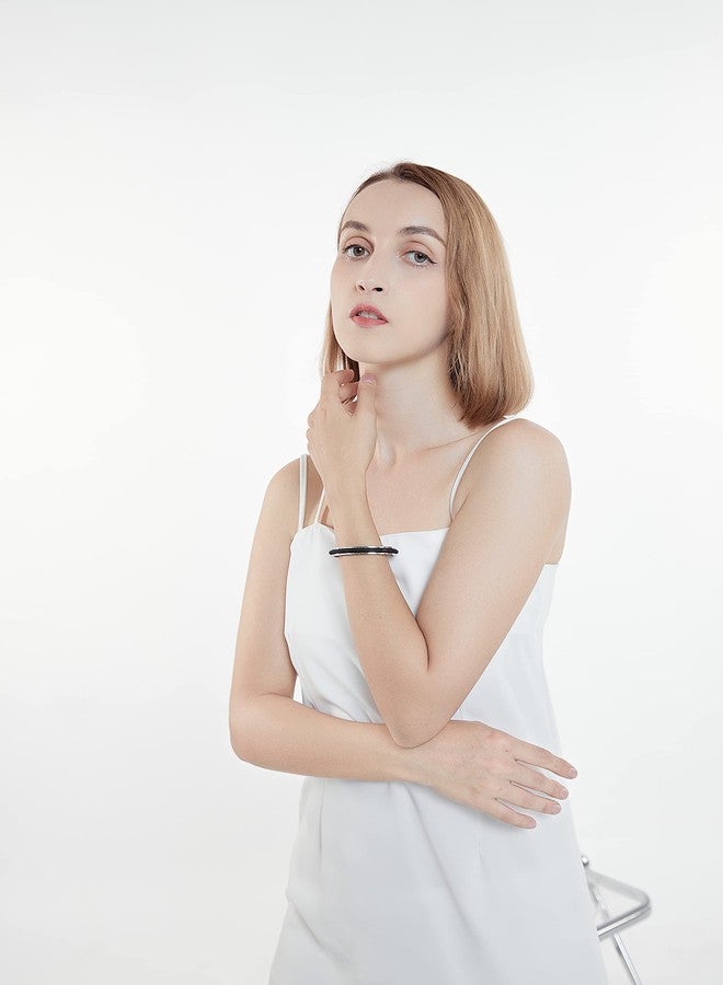 Zuo Bao Stainless Steel Elastic Hair tie Bracelet Brushed Edges for Women (Silver) - Image 5