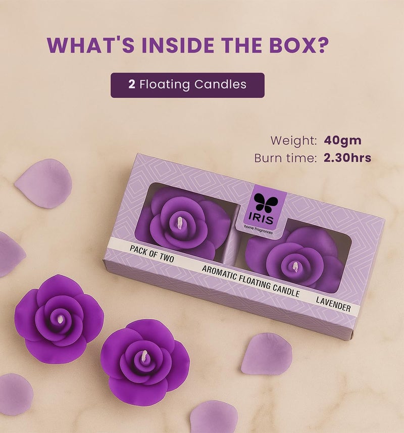 Iris Homefragrances Aromatic Floating Candle- Pack of 2- Lavneder- 40g Each(Set of 2) (Lavender) - Image 3