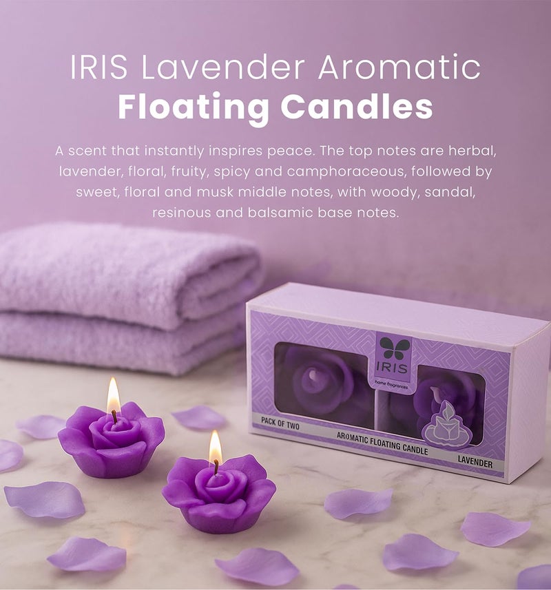 Iris Homefragrances Aromatic Floating Candle- Pack of 2- Lavneder- 40g Each(Set of 2) (Lavender) - Image 2