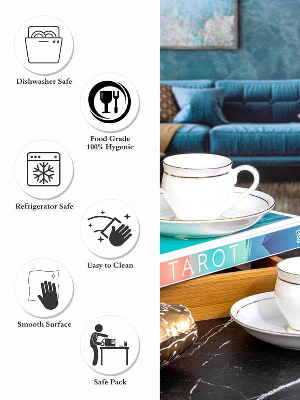 Sonaki Sonaki Bone China TeaCoffee Cup Saucer Set of 12pcs SCORPIOGLINEH001  - Image 5