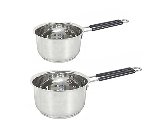 Stephy Stainless Steel Induction Sauce Pan 24 cm+ 27cm and 1.5 LTR.+ 2.5 LTR. with Black Bakelight Handle - Image 1