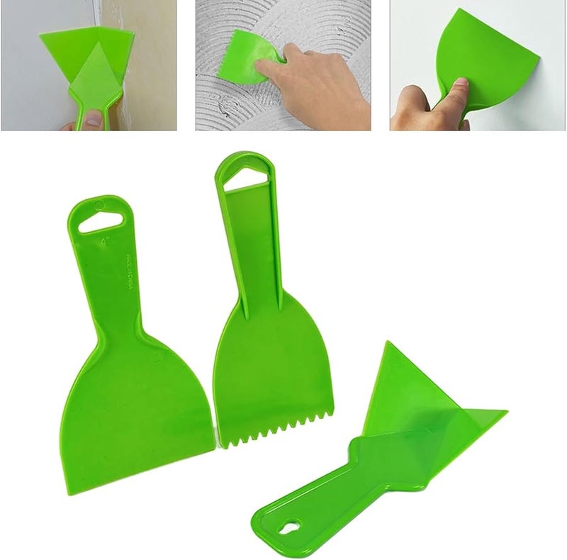 3 Piece Wall Scraper Tool Set with Corner Trowel for Spackle Application and Paint Removal - Image 3