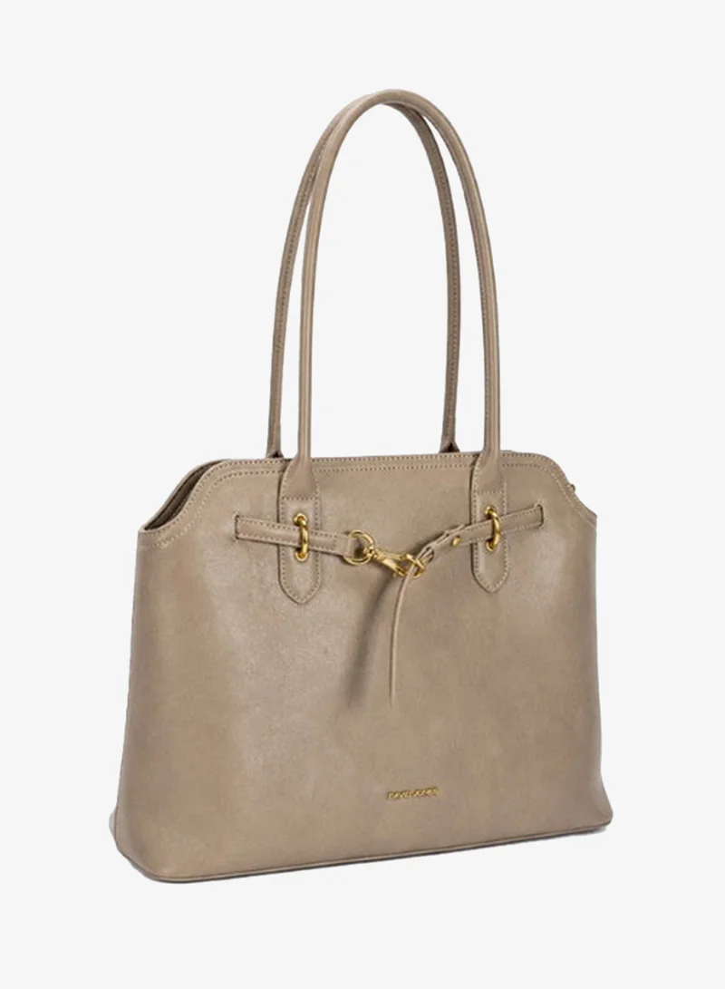 David Jones Warm Taupe David Jones retro tote purse- The classic chic bag for formal and casual styles in model cm7665- David Jones luxury shoulder bag with compartments- Leather large size bag with extra adjustable strap for Women | Best Price UAE
