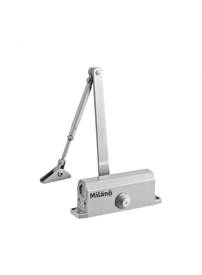 Milano Door Closer J-063 - Heavy Duty Silver Metal Hardware for Doors 45-60 Kg, Reliable Door Closure Mechanism for Home & Office Use