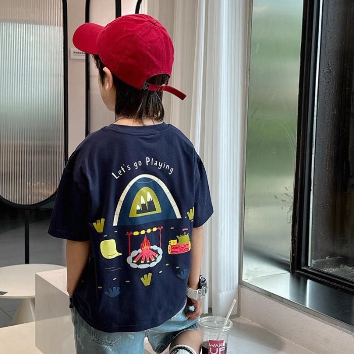 Children'S Pure Cotton Short-Sleeve T-Shirt 2026 New Summer Stylish Printed Class Uniform Trendy Top For Older Kids - Image 1