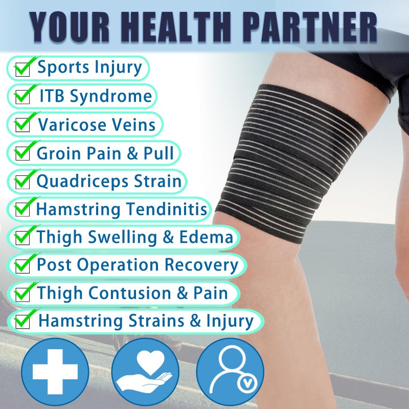 Zuscot 1 Pcs Thigh And Hamstring Compression Wrap  Adjustable Thigh Compression Brace  Versatile Compression Bandage - Image 2