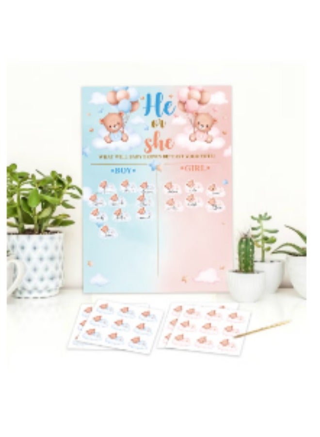 Yellow Friday Sale! Baby Gender Reveal Board Kit – With Stickers, Baby Shower Voting Poster Games - Image 1