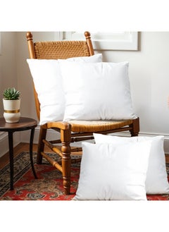 Rest Bedding Throw Pillows Insert Cushion Filler Outer Cover Microfiber Filling 500 Grams Ultra Soft Fiber Size 50X50Cm , 20X20Inch Cushion Inserts Home Decor White (Pack Of 4)  - Image 1