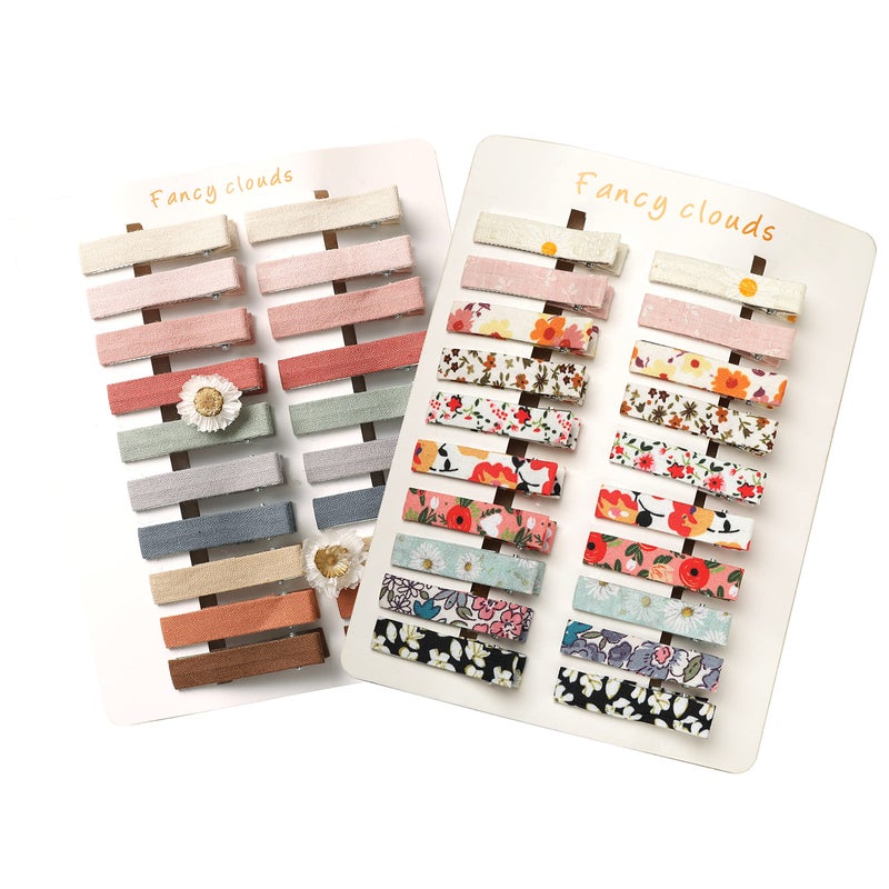Fancy Clouds Hair Clips for Women and Girls,Assorted 40 pcs Flower Print and Netural Color Handmade Barrettes,Fully Lined Alligator Hair Accessories for All Age Gilrs Teens Kids by Fancy Clouds - Image 1
