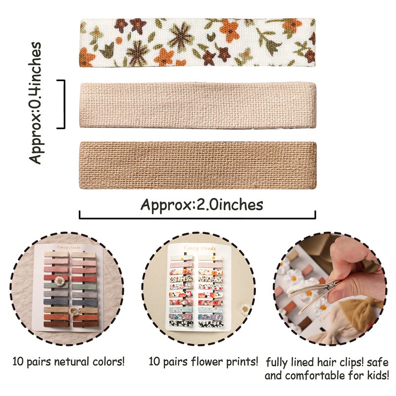 Fancy Clouds Hair Clips for Women and Girls,Assorted 40 pcs Flower Print and Netural Color Handmade Barrettes,Fully Lined Alligator Hair Accessories for All Age Gilrs Teens Kids by Fancy Clouds - Image 2