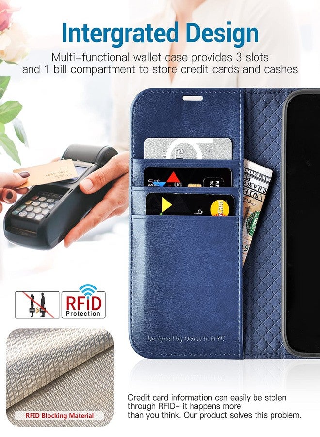 OCASE for iPhone 13 Case, Premium PU Leather iPhone 13 Wallet Case Flip Phone Cover with[TPU Inner Shell][RFID Blocking][Card Holder] for the 6.1 Inch 2021 5G,Blue - Image 3