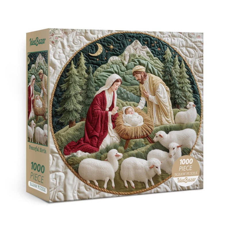 IdeaBazar Christian Religious Jesus Puzzles for Adults 1000 Pieces Art Inspirational Forest Animal Sheep Moon Jigsaw Puzzles Catholic Faith Stars Virgin Mary Puzzle - Image 3